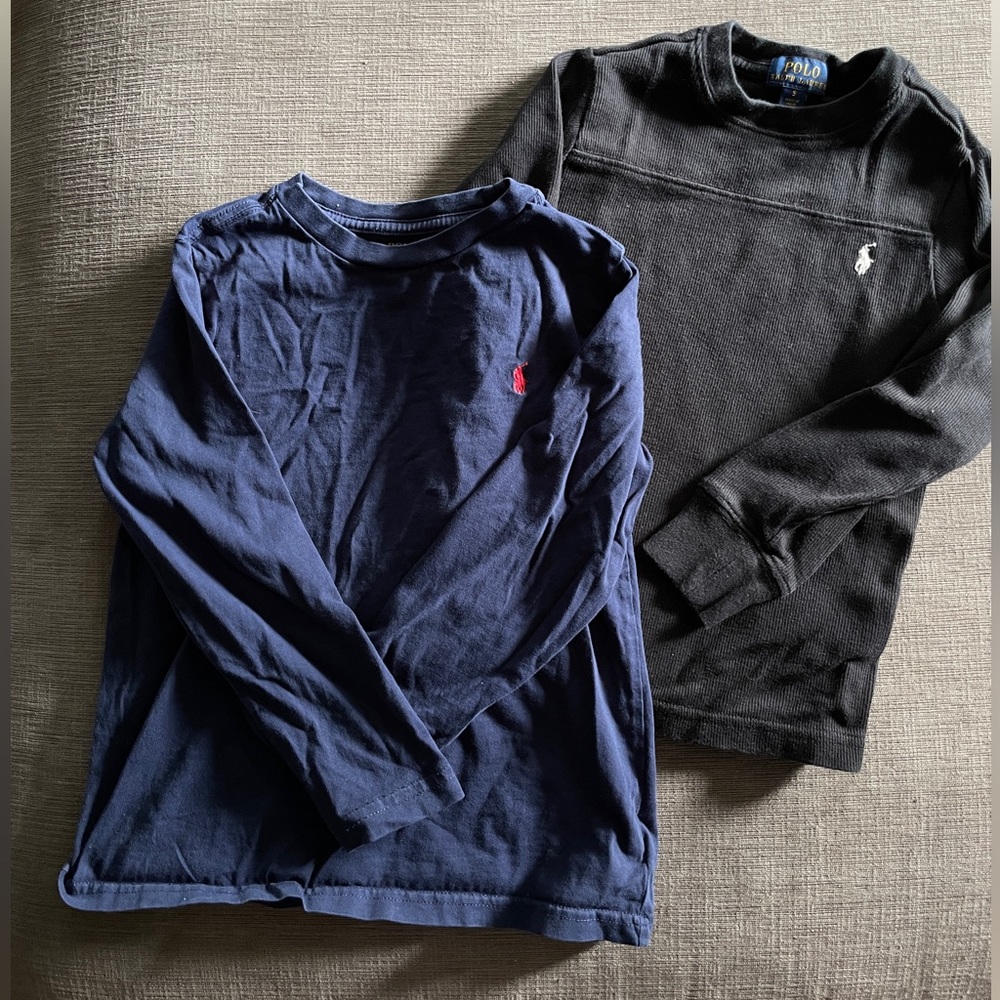 Set of Boys polo long sleeve t-shirts. Hardly worn. Size 5.